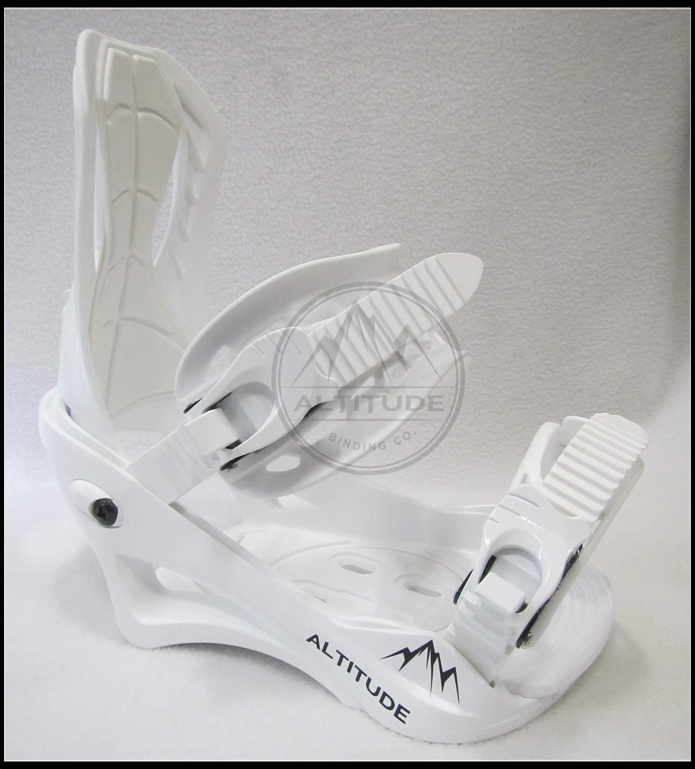 ALTITUDE" Snowboard BINDINGS (White) S/M (Men 5-8 Women 6-9) Compatible with 4X4, Burton 3D, Burton EST