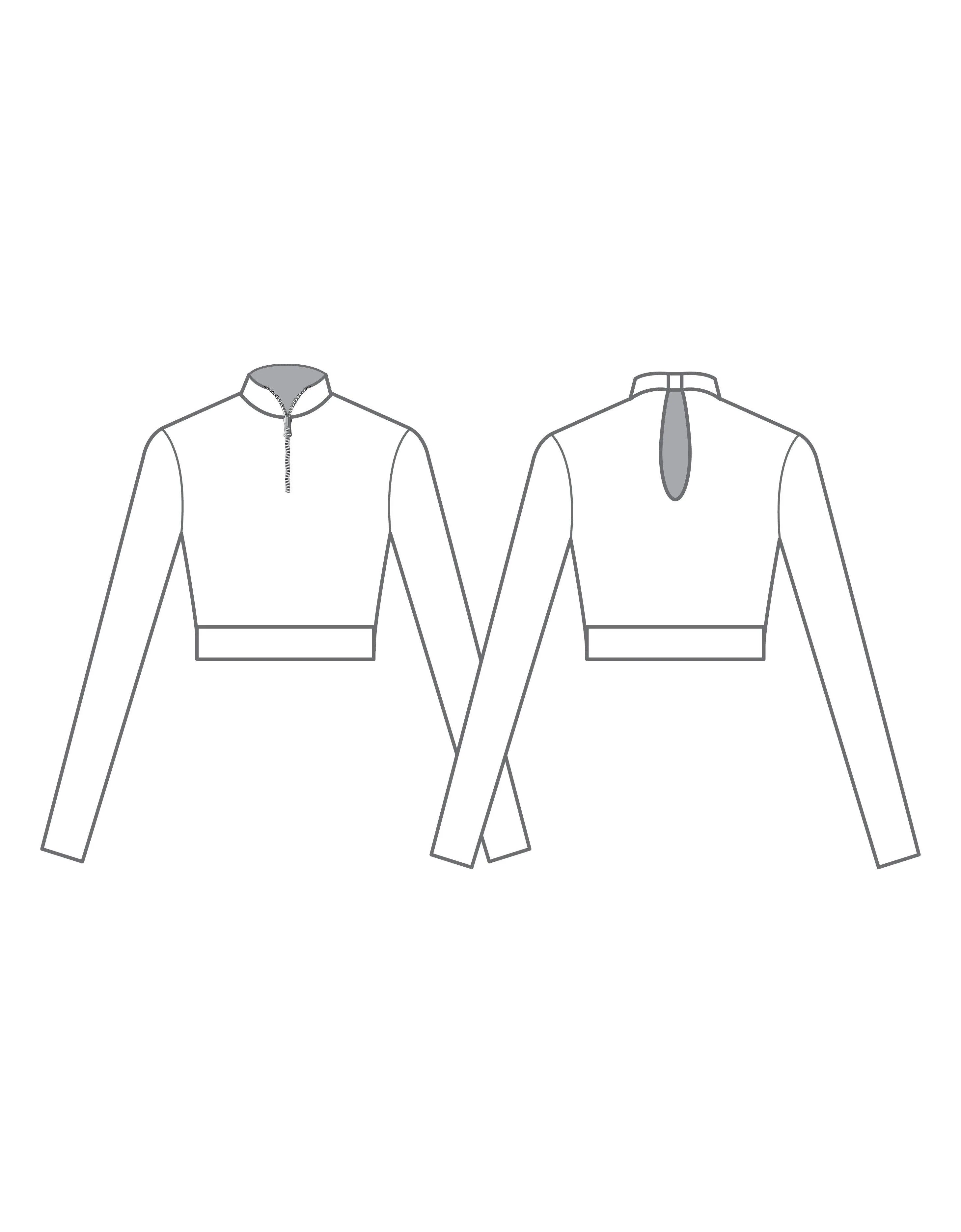 Banded Zipper Front Crop Top