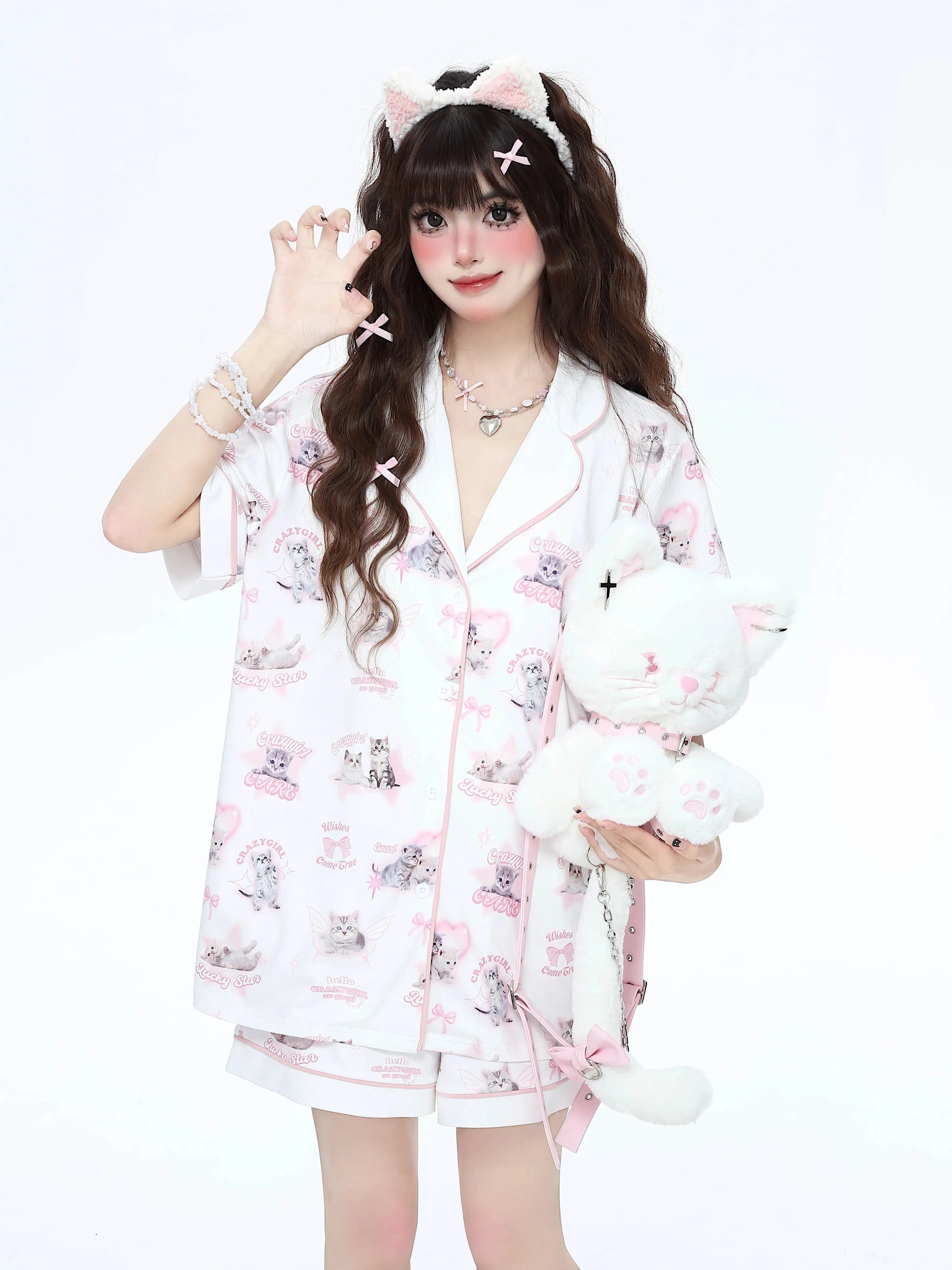 Half Top Design Room   Pants Summer Cat Cat Wear
