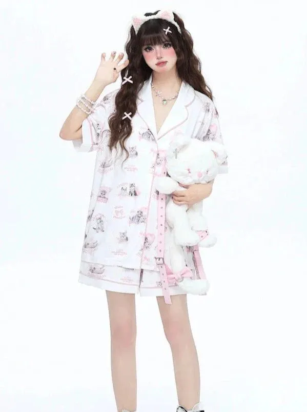 Half Top Design Room   Pants Summer Cat Cat Wear