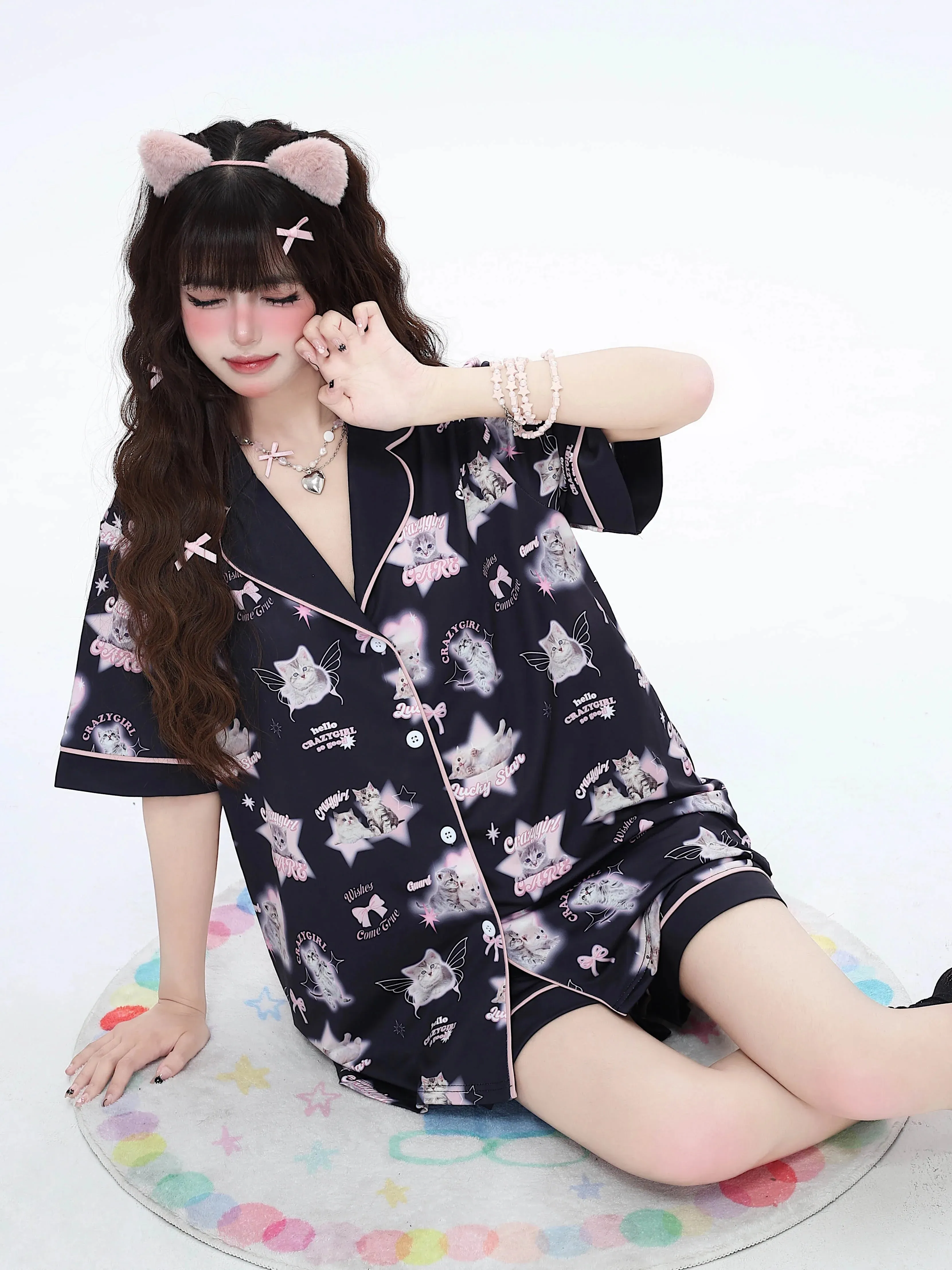 Half Top Design Room   Pants Summer Cat Cat Wear
