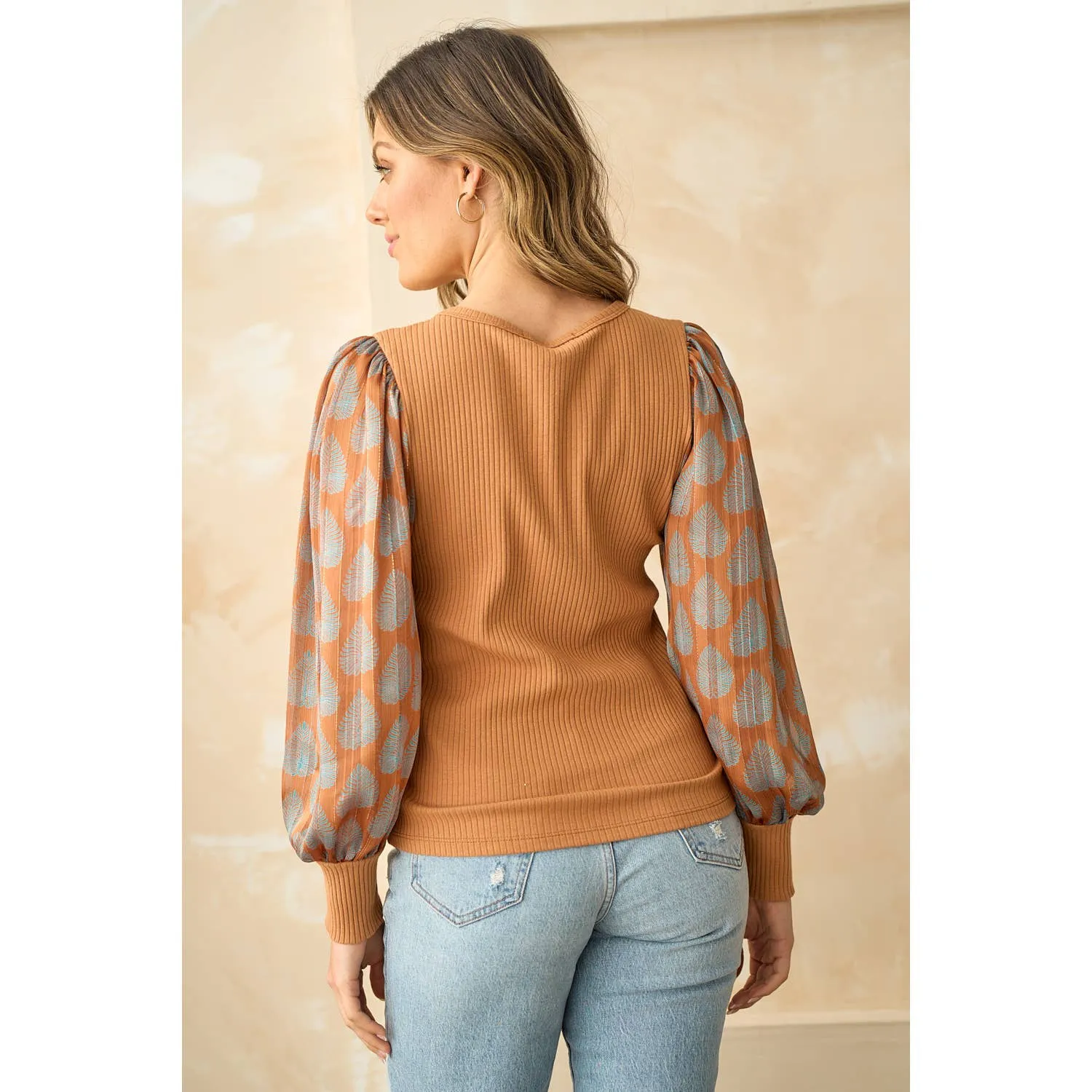 Jasmine Lurex chiffon Rust Top