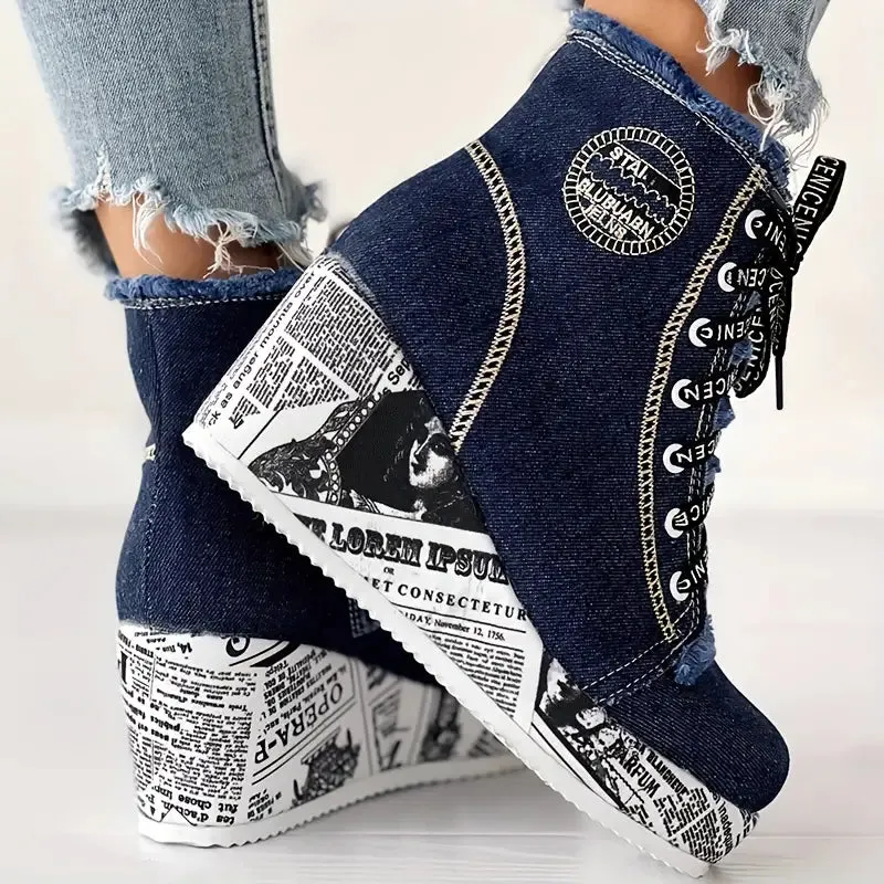 MONTREAL™ DENIM LACE-UP PLATFORM WINTER BOOTS