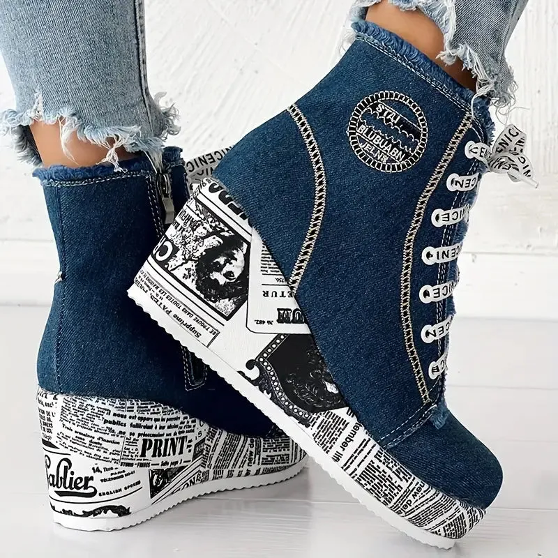 MONTREAL™ DENIM LACE-UP PLATFORM WINTER BOOTS