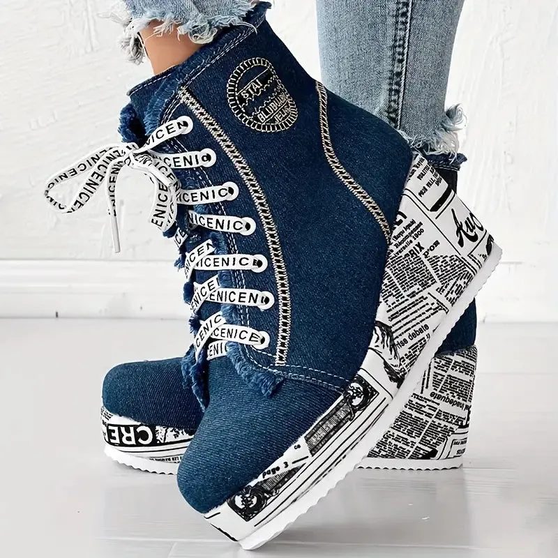 MONTREAL™ DENIM LACE-UP PLATFORM WINTER BOOTS