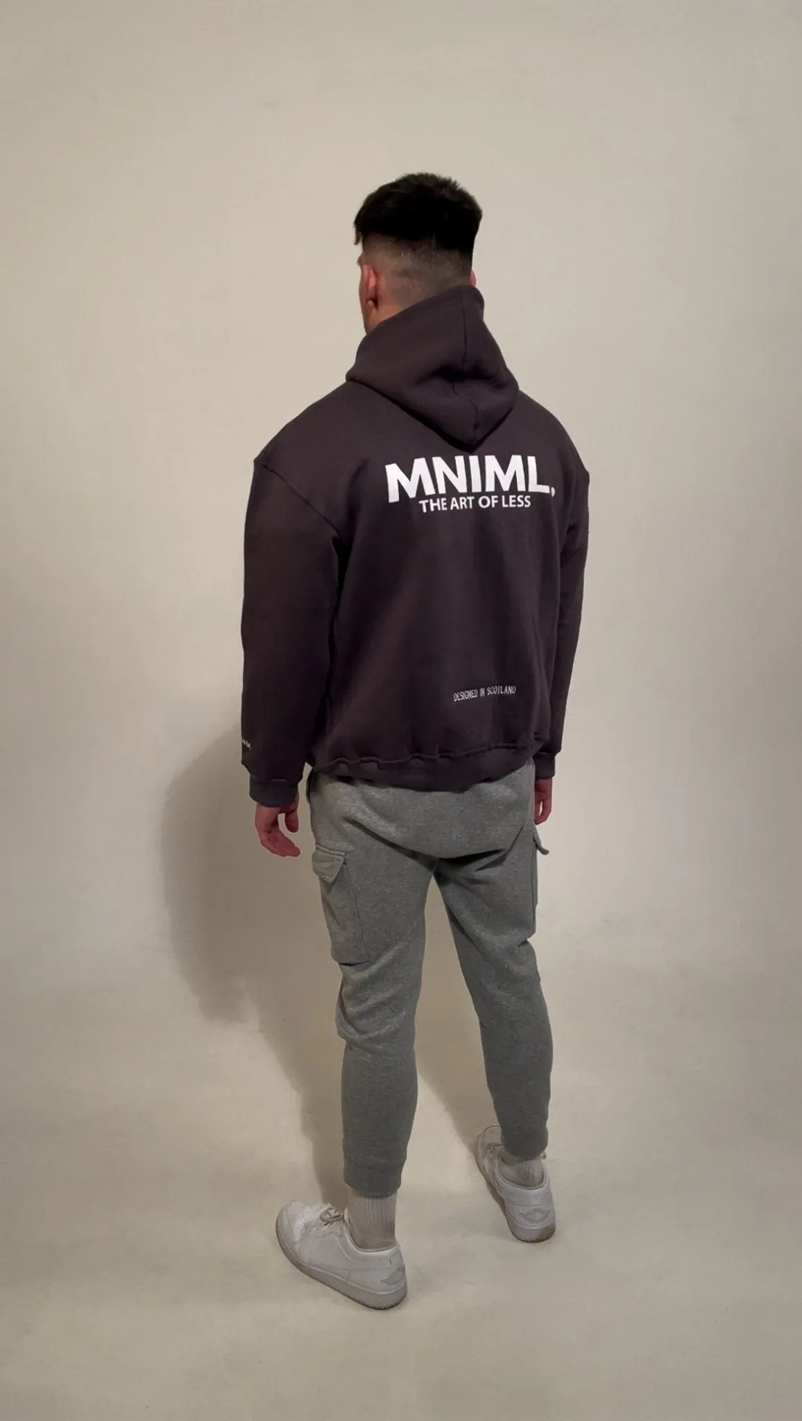 Oversized 'MNIML' Hoodie - Charcoal