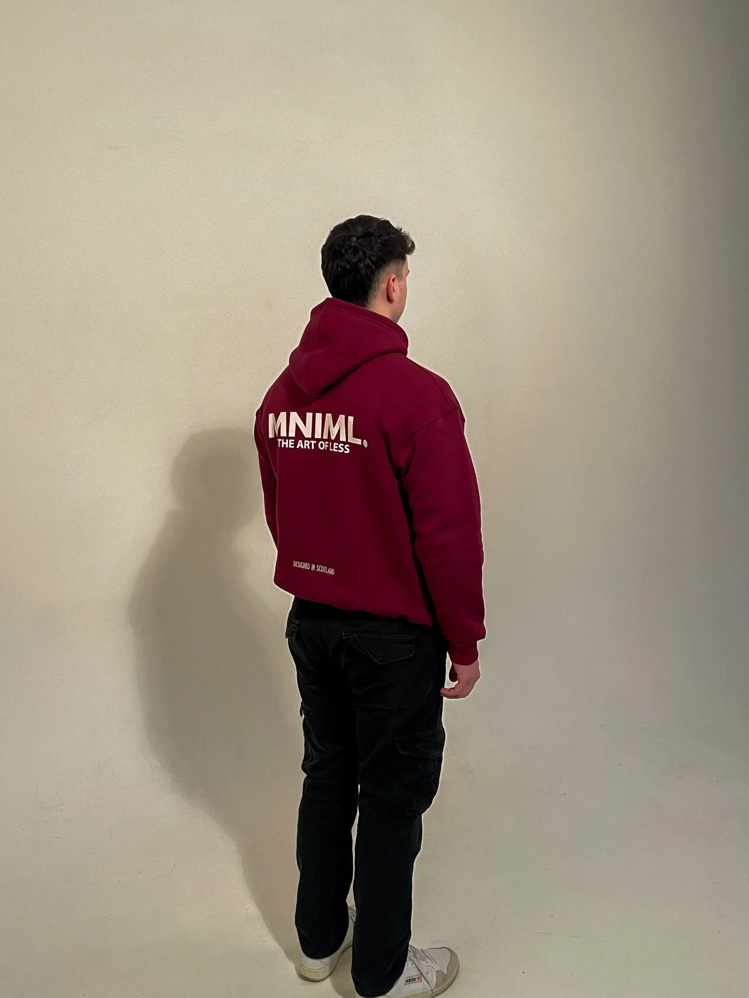 Oversized 'MNIML' Hoodie - Maroon