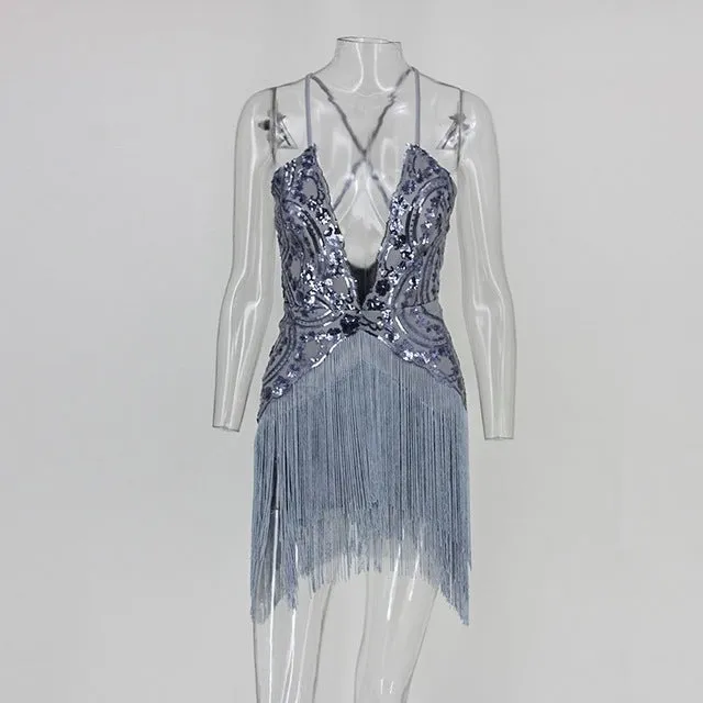 "Dance the night away" fringe tassel mini dress