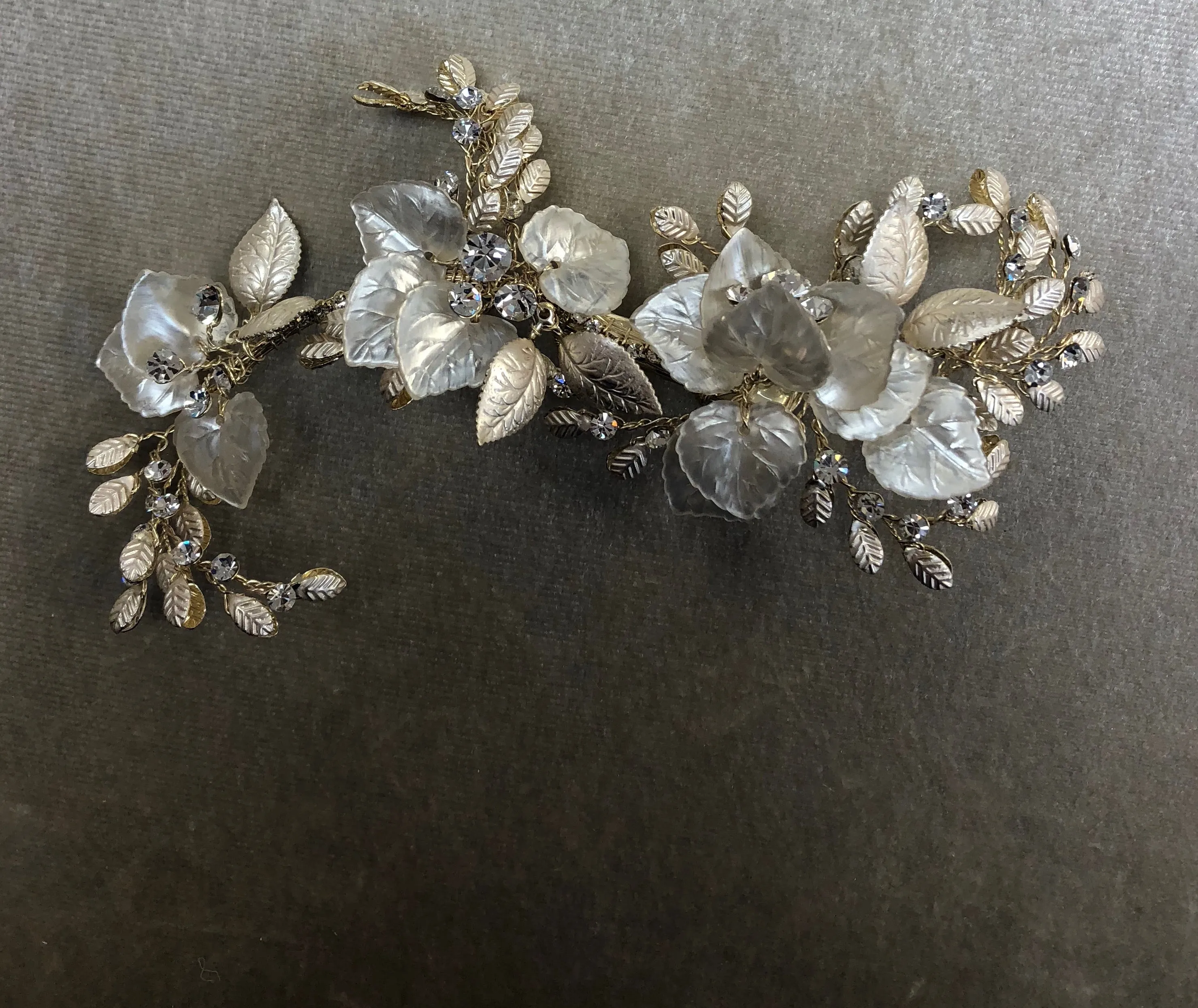 Rhinestone & Metal Gold Petals Headpiece