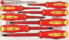 SCREWDRIVER & TESTER SET 8PC ELECTRICIANS INSULATED VDE