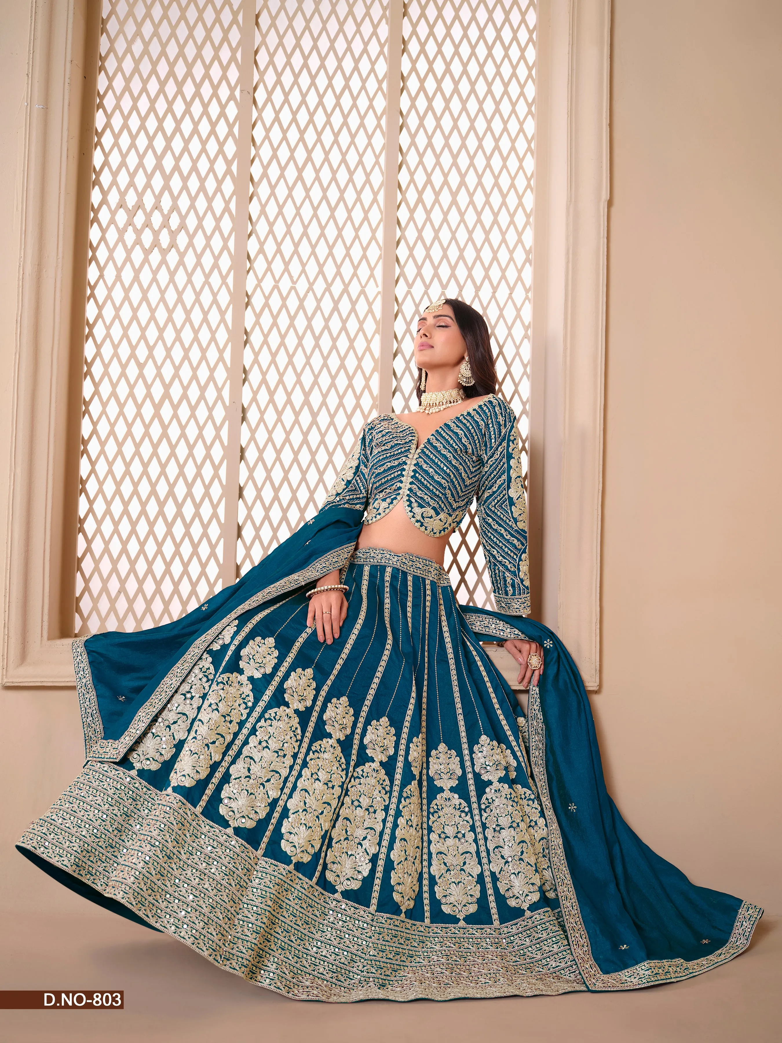Teal Blue Party Wear Pure Shimmer Art Silk Bridal Lehenga Choli