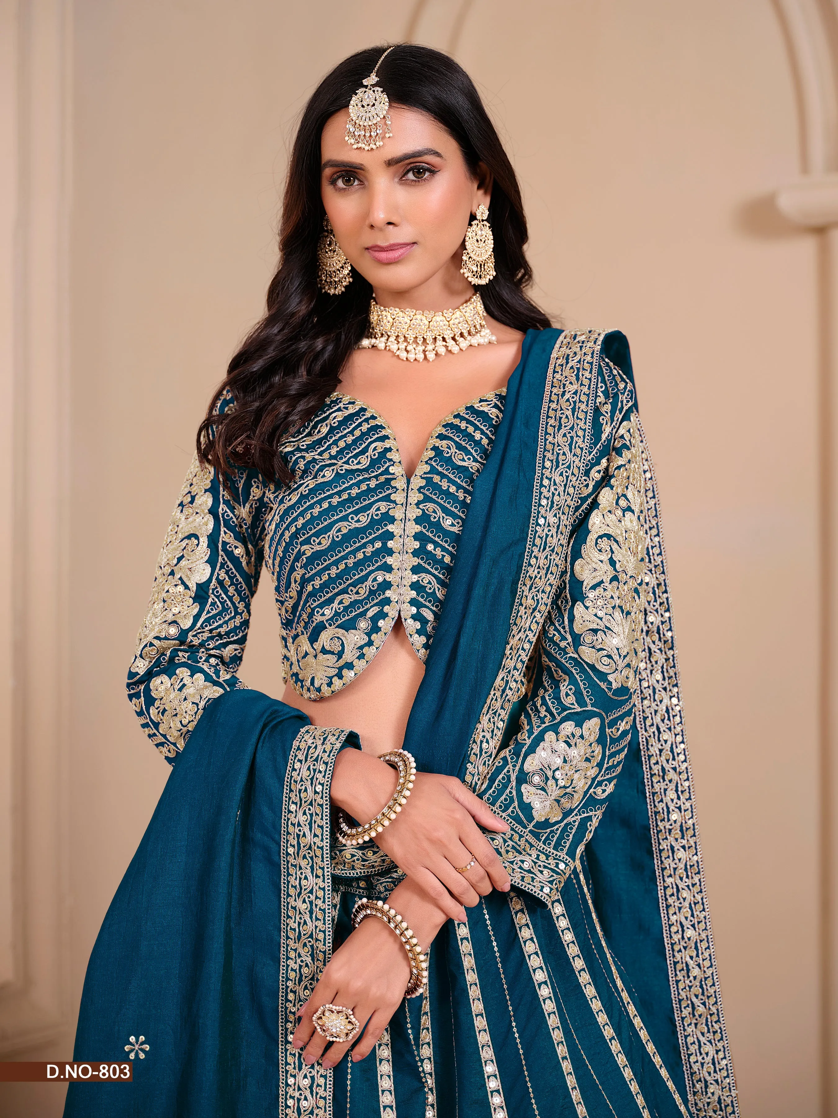 Teal Blue Party Wear Pure Shimmer Art Silk Bridal Lehenga Choli