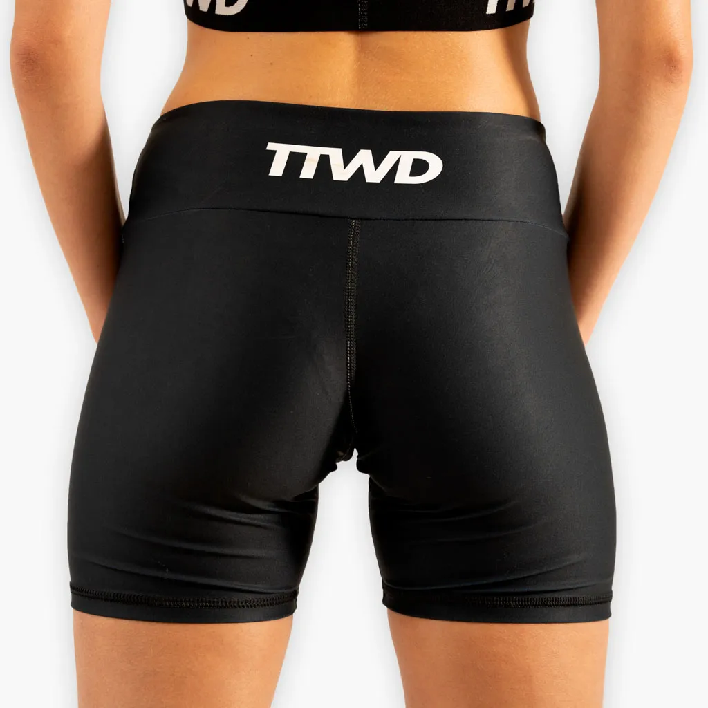 The TTWD Logo Womens Compression Shorts - Mid Waist