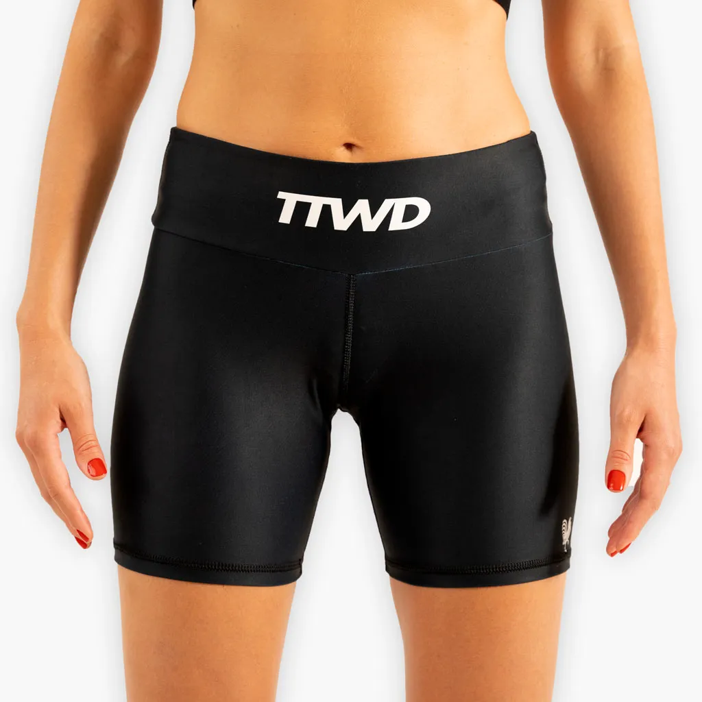 The TTWD Logo Womens Compression Shorts - Mid Waist