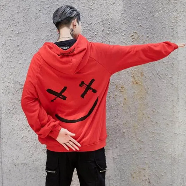 Two Face Rock Oversized Hoodie Halloween Hip Hop Sweatshirt
